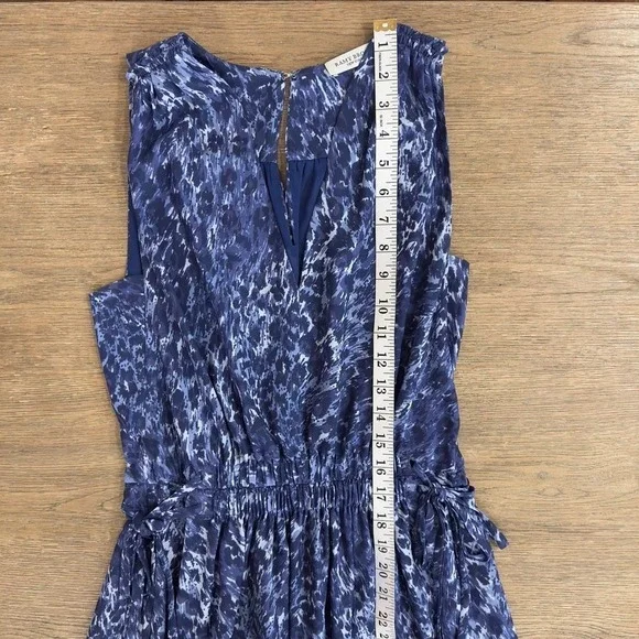 Ramy Brook Kelsie Blue Leopard Print Hi-Low Midi Dress-Tassle Belt-V Neck-Sz XS - Picture 12 of 16